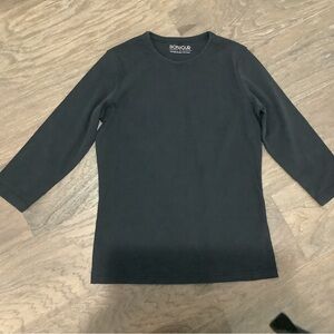 Black three quarter sleeve tee shirt
